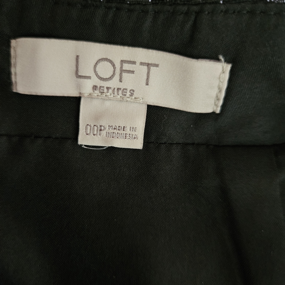 LOFT Petite Black Metallic Patterned Faux Wrap Mini Skirt - Picture 5 of 9